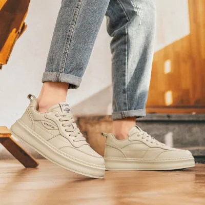 Casual Height-Enhancing Thick-soled White Shoes